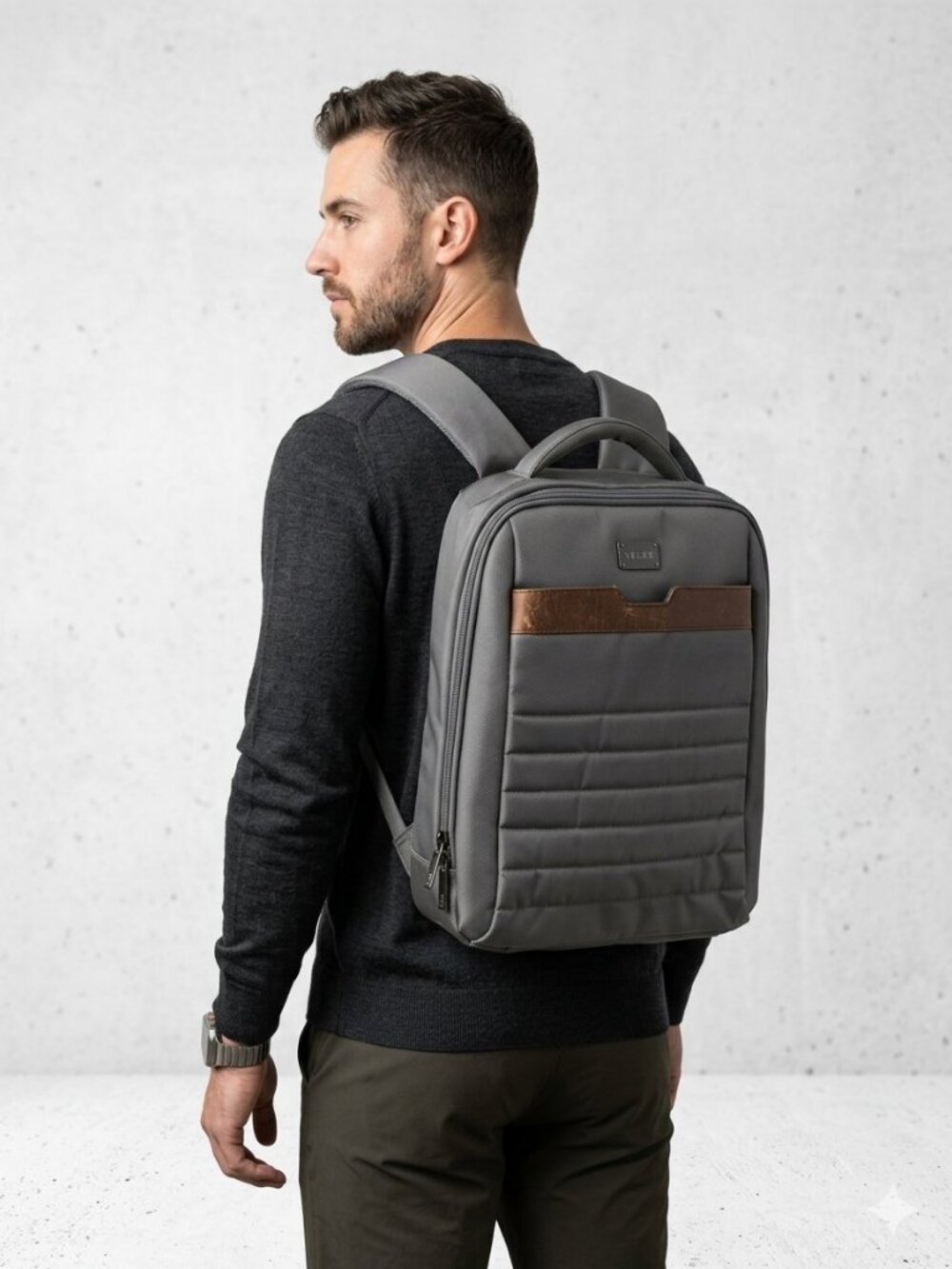 Vélez Oasis Canvas and Leather Backpack Gray